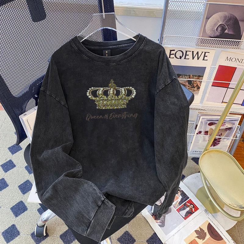 

Unisex Washed Long Sleeve Graphic T-Shirt - Summer Casual Loose Fit L