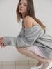 Asula Rough Eyelet Off Shoulder T (Melange Grey)