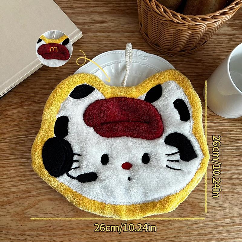 Cartoon Elephant Animal Hand Towels for Kitchen Hanging Cloth Rag Kids Hand Towels Absorbent Bathroom Coral Velvet Handkerchief