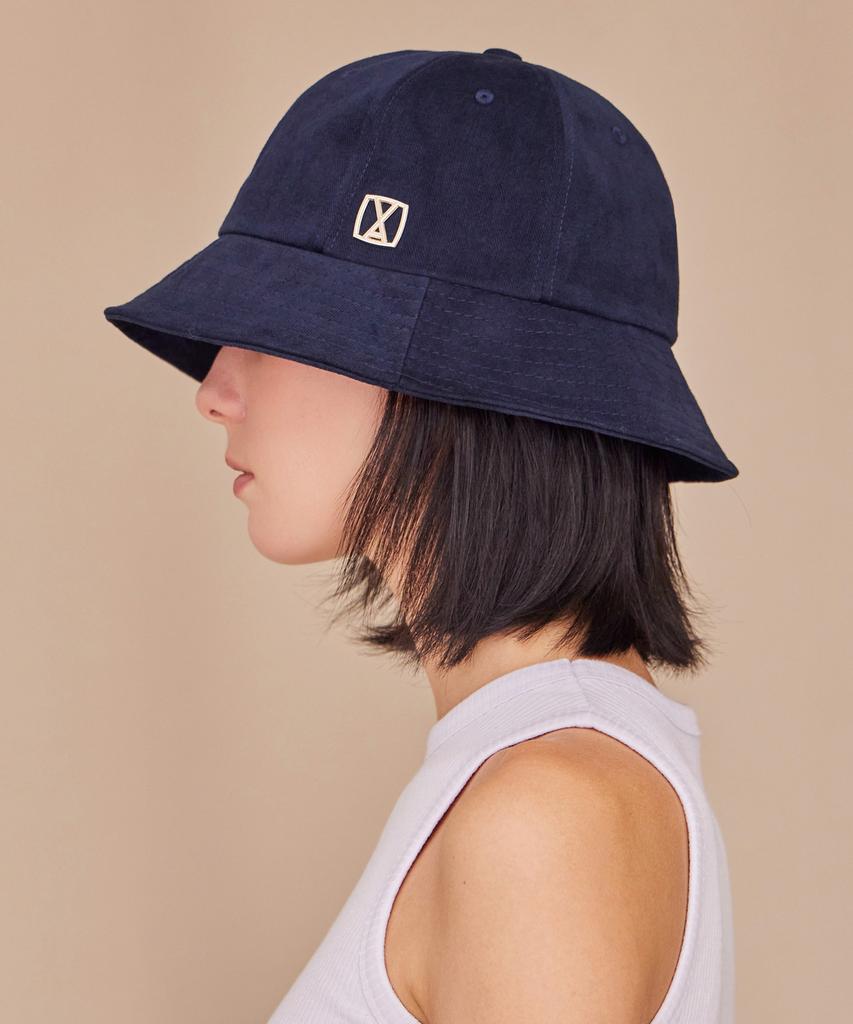 Bajal Va Square Studded 6-Panel Bucket Hat Navy