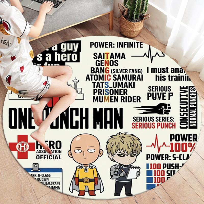 Onepunch Man Round Area Rug Carpet Rug For Living Room Bedroom Sofa Playroom Decor Nonslip Floor Mat