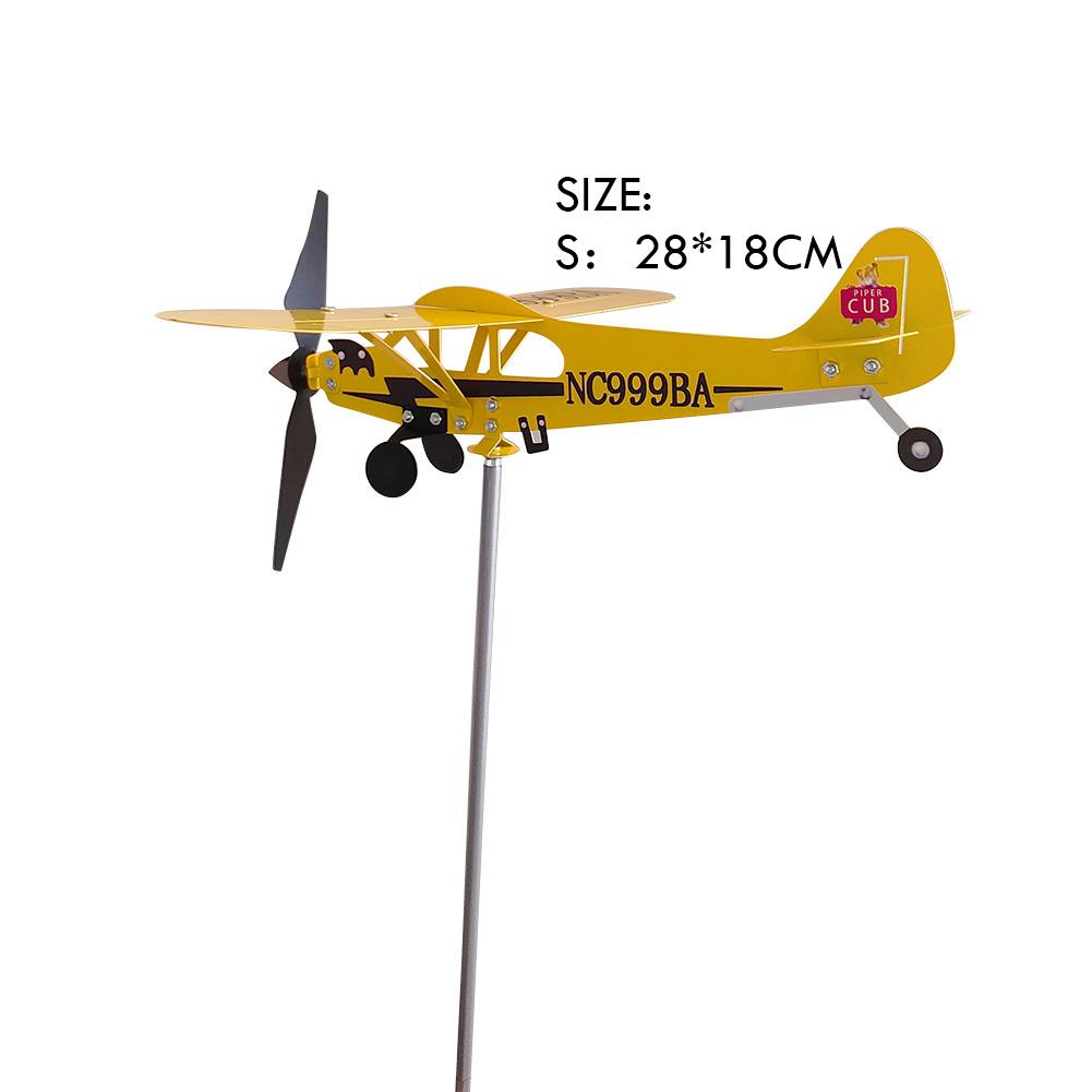 Creative 3D Plane Garden Weather Vane Wind Direction Compass Anti-corrosion Metal Airplane Plug-in Windmill Outdoor Garden Decor