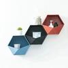 1 Pcs Nordic Style Decor Wall Mount Hexagonal Frame Books Toys Flower Pot Storage Shelf Holder Figurines Display Crafts Shelves