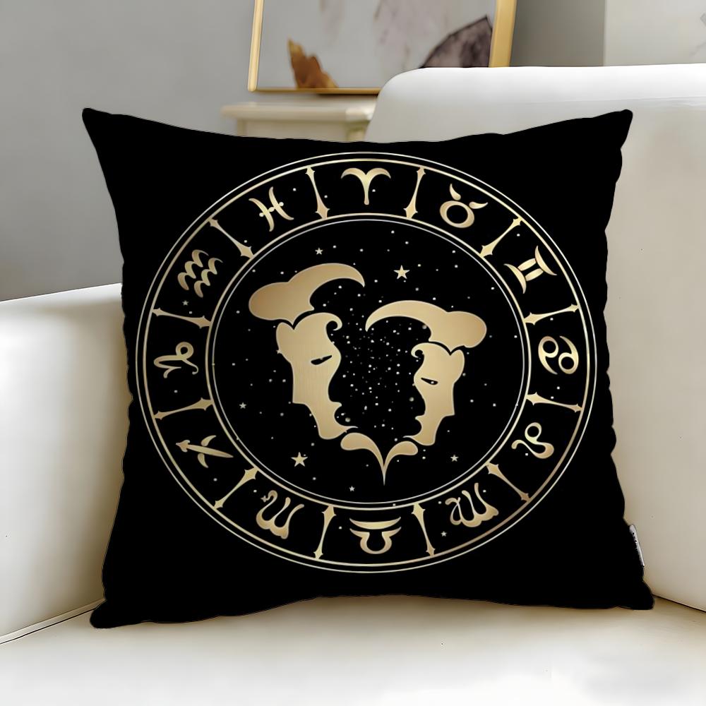 classic theme Twelve Constellation Cushion Cover Soft & Easy-Wash Pillow Case – Versatile for Couch, Bed, Travel and Office