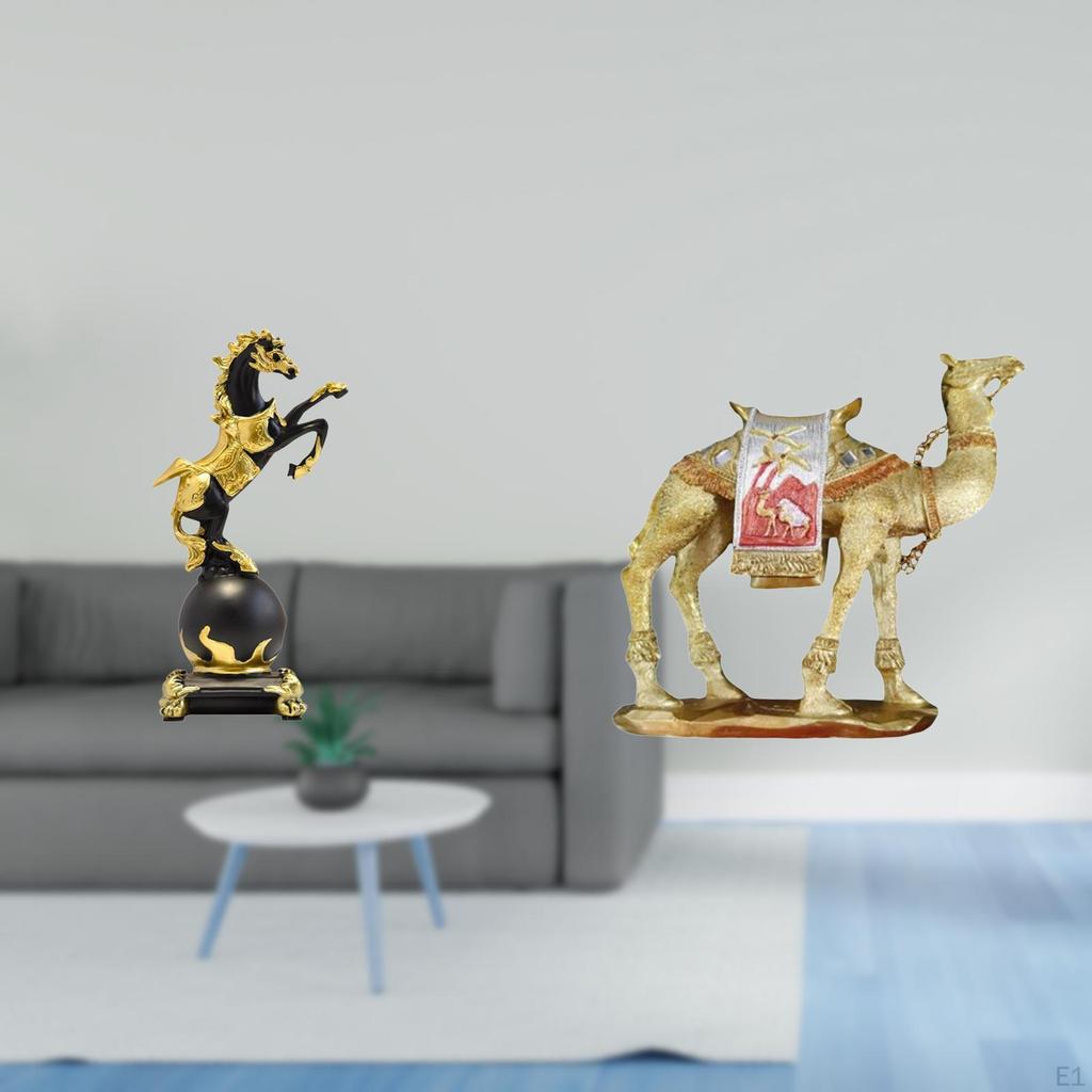 Sculpture Collection Horse Camel Figurine Tabletop Ornament for Bedroom Living Room Desk Centerpiece