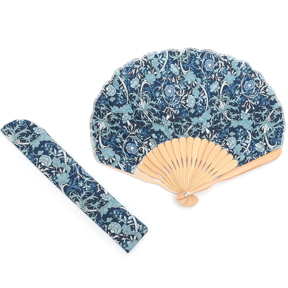[Nishikawa Shoroku Shoten] Summer Fan with Fan Case, Soleil, Women s Fashion Fan, Gift, Mother s Day (Blue Flower)