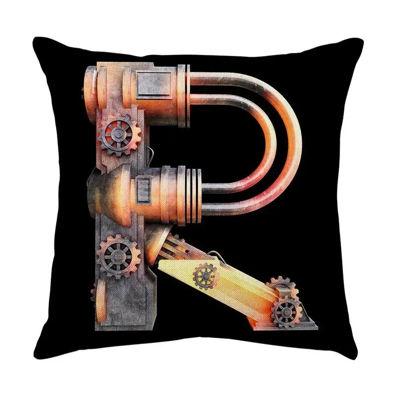 Luxury Home Decor Pillow Cover Car Living Room Sofa Cushion Cover Mechanical Style Letter Pattern Cushion Cover