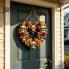 Halloween Wall Decor Flower Skull Pumpkin Wreath Door Decorations Heart Shape Welcome Hanging Sign Happy Front Reusable Decoration Hanger