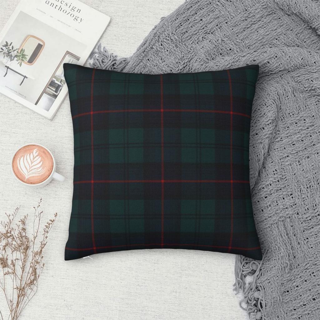Armstrong Scottish Tartan Square Pillowcase Polyester Linen Velvet Creative Zip Decorative Bed Cushion Cover 18"