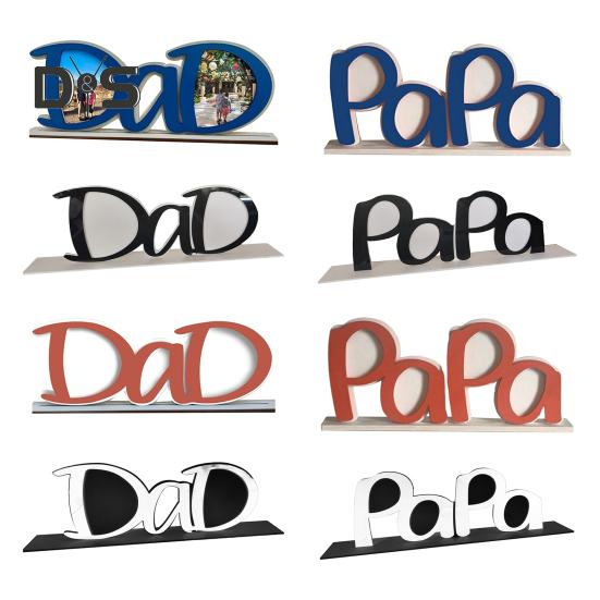 Father's Day Acrylic Photo Frame DIY PaPa Dad Letter Picture Frame Holder Table Sign Desktop Decoration Dad Grandpa Husband Birthday Festival Gift