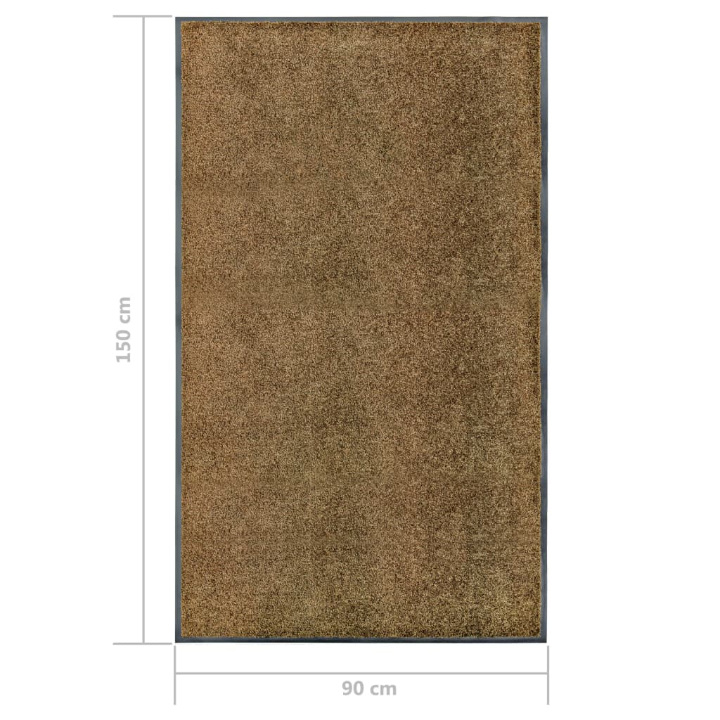 Washable Doormat Brown 90 X 150 Cm