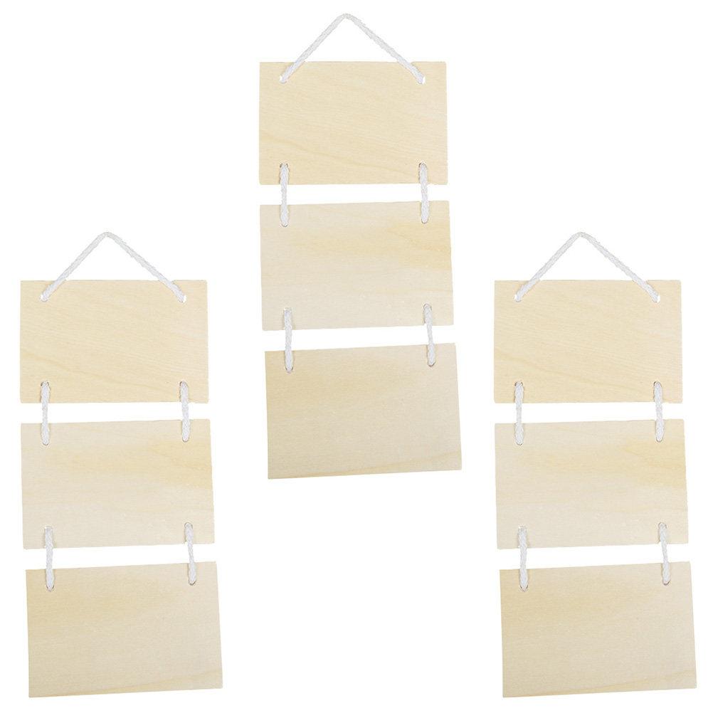 3Pcs Blank Wooden DIY Plaques Unfinished Hanging Boards for Art Craft Painting Decoration Interior Door Wall Bar Hotel
