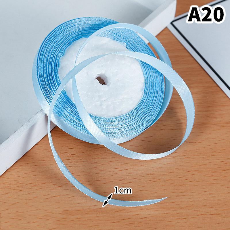 1Cm (25 Yards/Roll) Satin Flat Ribbon Roll Gift Flower Bouquet Packaging Wedding Birthday Ribbon Making Diy