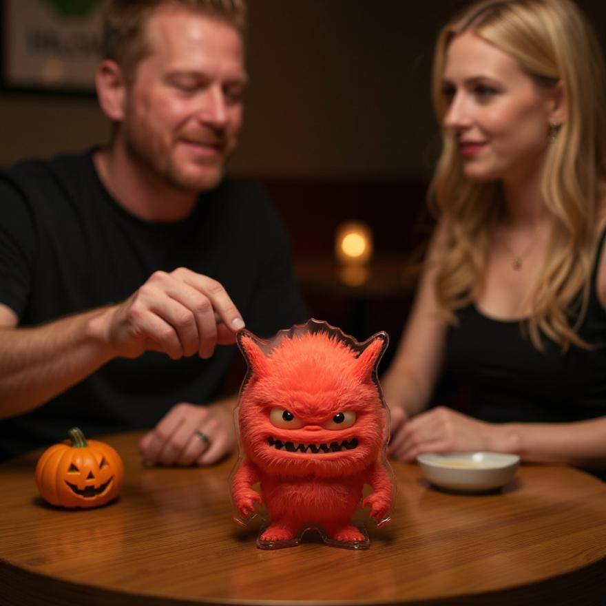 

2D Flat Decorative Ornament Creeepy A Plush Monster Exposed Fangs Halloween Decorations Sculpture Spooky Holiday Decorations