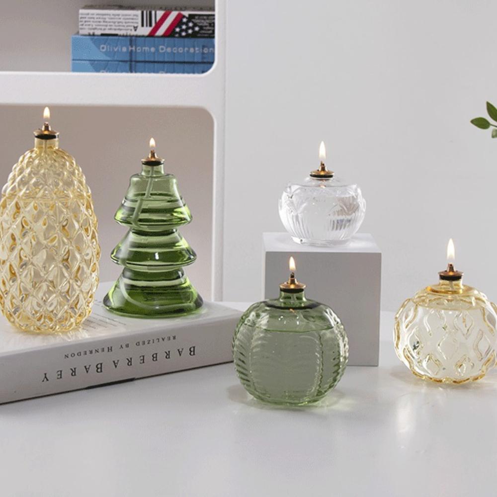 Creative Glass Oil Lamp Decorations for Home Decor Elegant Tabletop Centerpiece Smoke Free Crispy Oil Lamp For Bathroom Decor