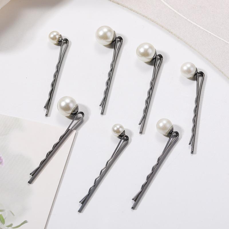 Gold-plated pearl hairpin new statement accessory one-lip clip bridal jewelry set feminine style