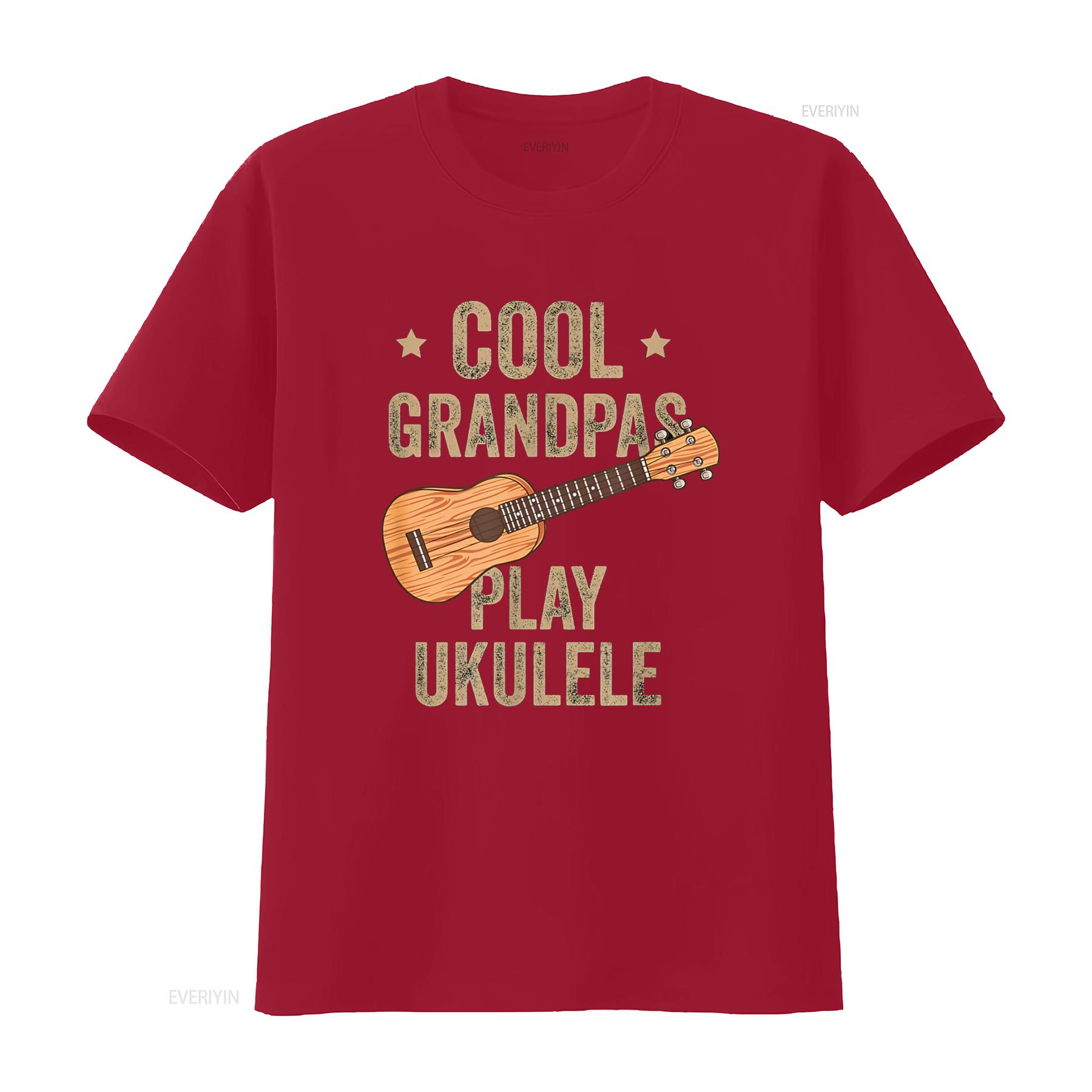 

Cool Grandpas Play Ukulele Music Guitar T Shirt vintage Washed Casual Breathable Soft Top For Everyday Wear Stylish fashion S
