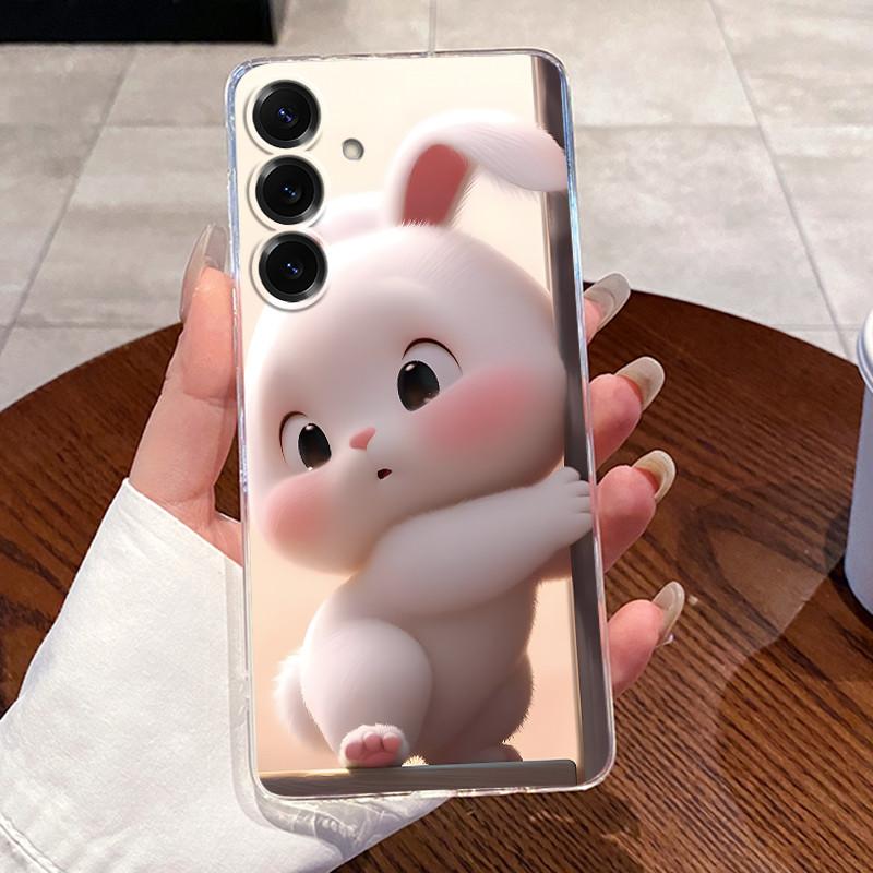 For Samsung Galaxy S25 FE S25 Edge S25 Slim S25+ Cases Clear Soft TPU Back Cover For Samsung S25 Plus Cute Rabbit Cat Phone Case