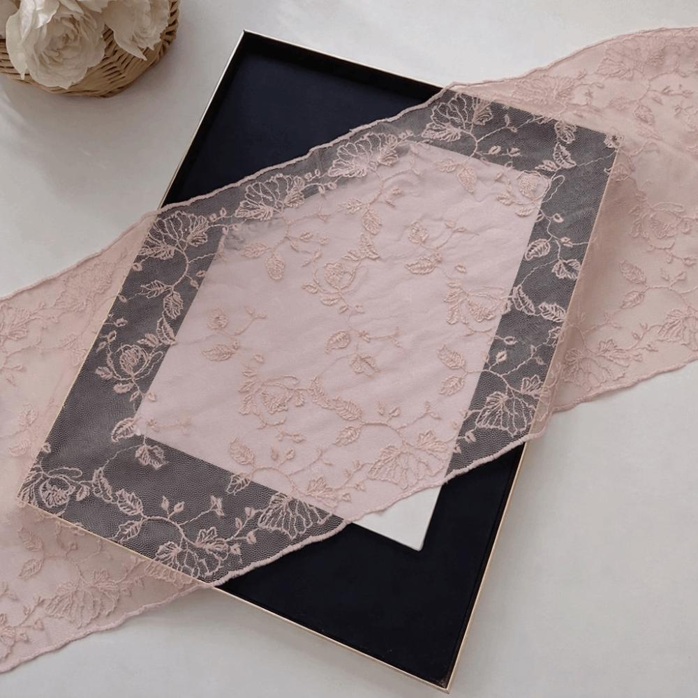 Versatile Retro Women's Lace Scarf Long Korean Version Sunscreen Shawl Solid Color Embroidered Flower Silk Scarf