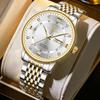 LOUIE JUELEN Business Men's Quartz Watch Diamond-Set Dial Dual Date Windows Luminous Waterproof Scratch-Resistant Men's Watch