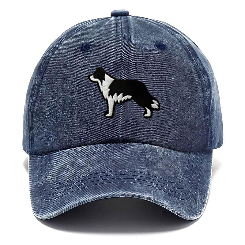 Border Collie Washed Cotton Baseball Cap Vintage Embroidered Stitching Unisex Distressed Adjustable Snapback Hat Casual Animal Lover Gift Daily Hat