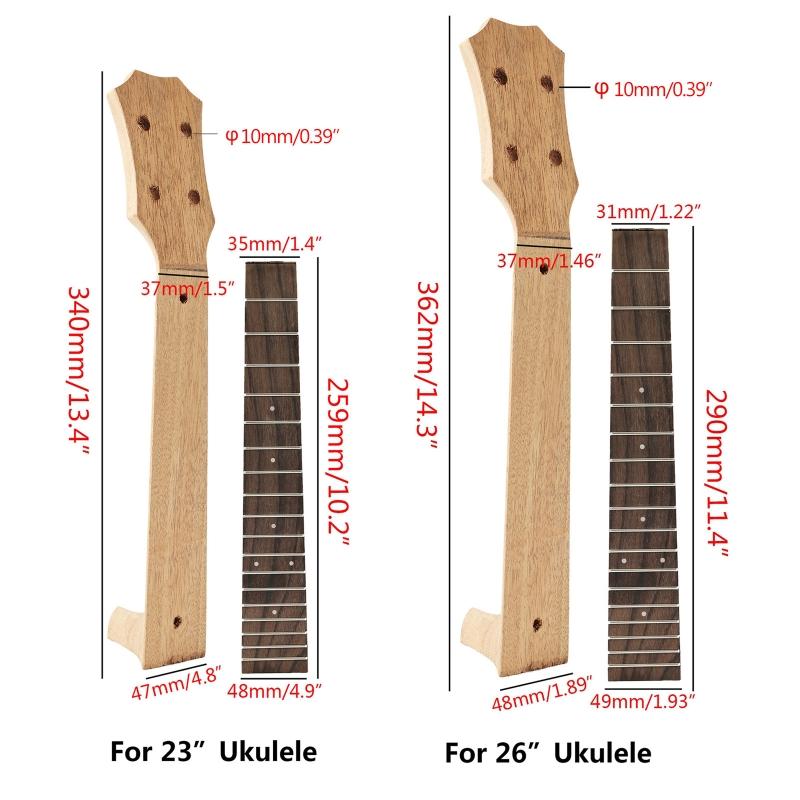 Ukulele Neck Rosewood Fingerboard DIY 23/ 26" Ukulele Kit Easy to Install