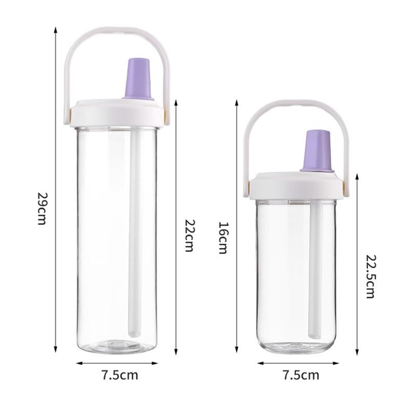 New Plastic Water Bottle With Straw Lid Portable Large Capacity Bubble Milk Tea Cups for Children Students Leak Proof Coffee Cup