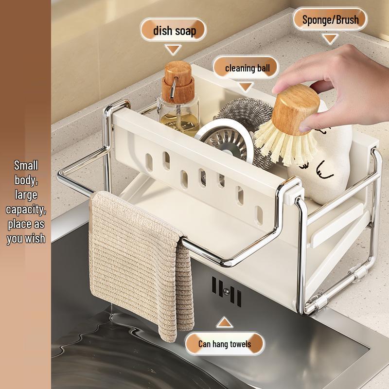 Multi-Functional Sink Sponge Holder Dish Rack - Hanging Kitchen Basket for Dishwashing Sponge and Rag Storage