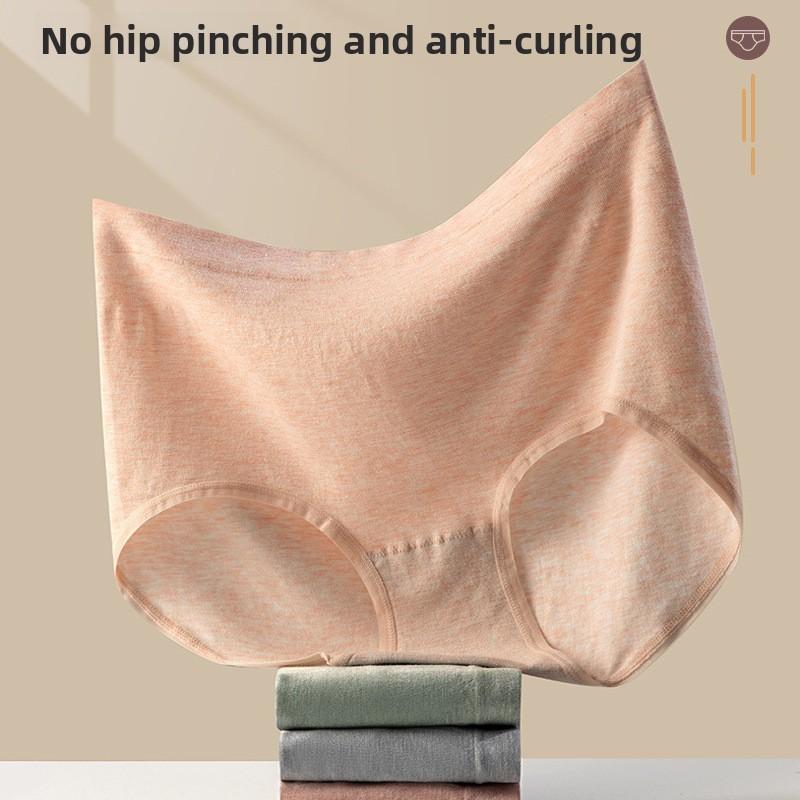 Big Size Female Spring and Autumn Color Cotton High Waist and Belly Without Trace High Stretch Briefs