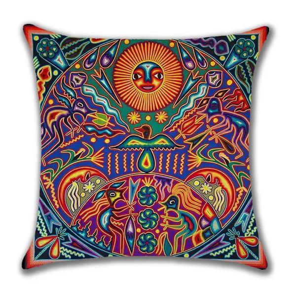 Hot Ethnic Mexico Patterns Linen Pillows Case Indian Apollo Abstract Painting Cushions Case Sofa Couch Throw Pillows Decor Home