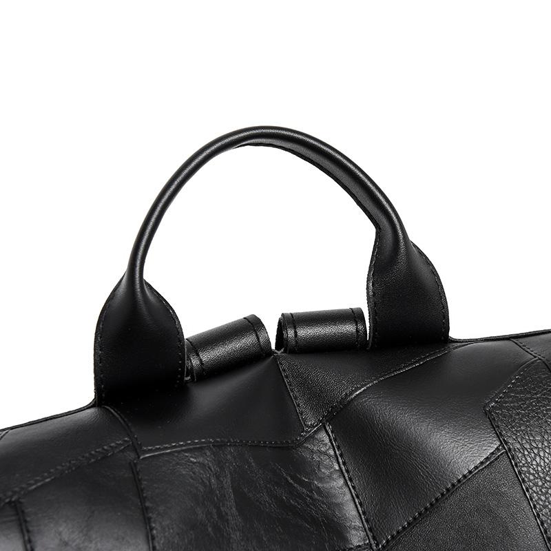 Women's PU Backpack with Patchwork Design Large Capacity Shoulder Bag for Daily Travel