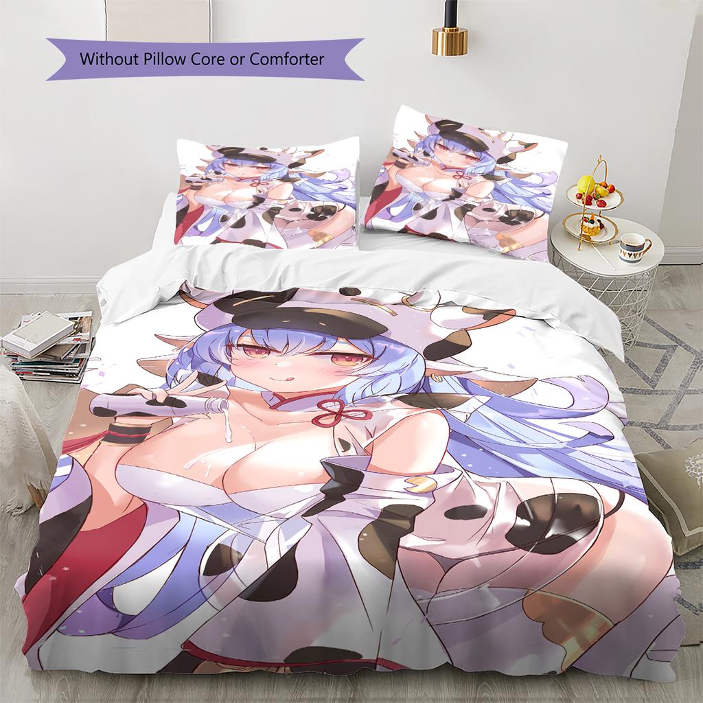 Anime-mönstrat sängkläder täcke set påslakan örngott Heminredning Födelsedagspresent (1 * påslakan + 2 * örngott, utan kärna)