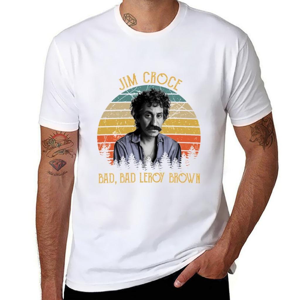Vintage Jim Croce Karikatur – Bad, Bad Leroy Brown T-Shirt lustige T-Shirts Baumwolle Herren T-Shirts hohe Qualität Luxusmarke T-Shirt