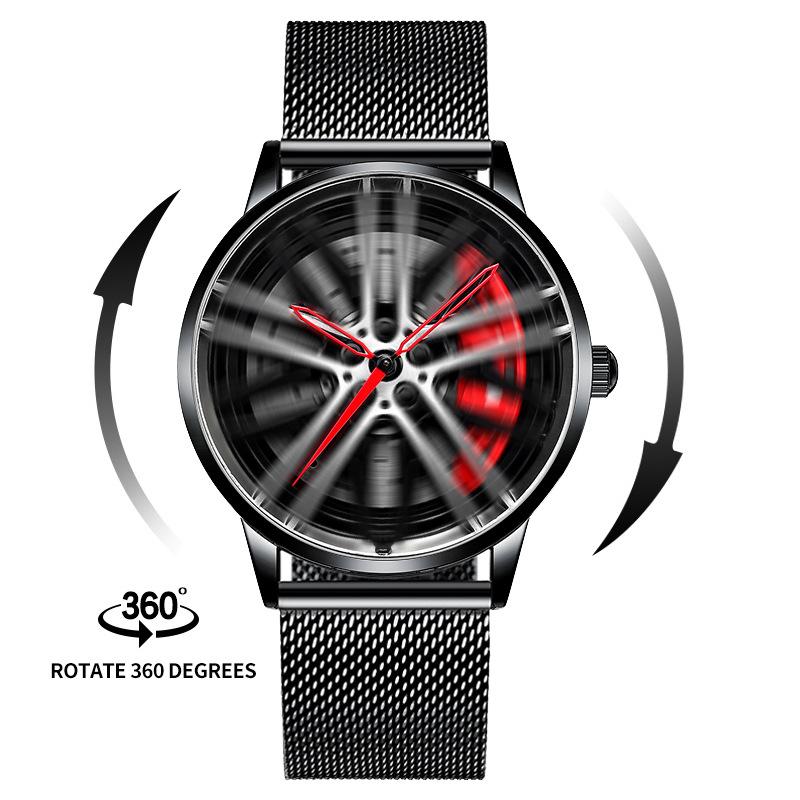 SVJ Genuine Car Wheel Hub Men's Watch Three-dimensional Brake Hollow Personality Dial Sports Car Modified Black Technology Waterproof