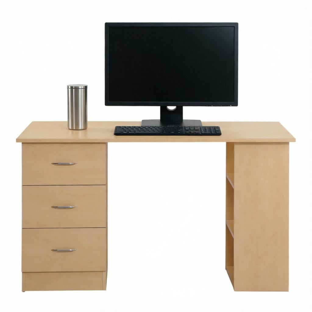 Functional Computer Desk, Modern Desk with Drawers and Open Shelf Compartment, Office Desk, Desk (only with office desk)