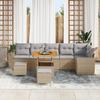 Ensemble de canapé de jardin 9 pièces avec coussins Beige Poly Rotin Acacia, Ensemble de salle à manger de jardin 3 pièces 3361892