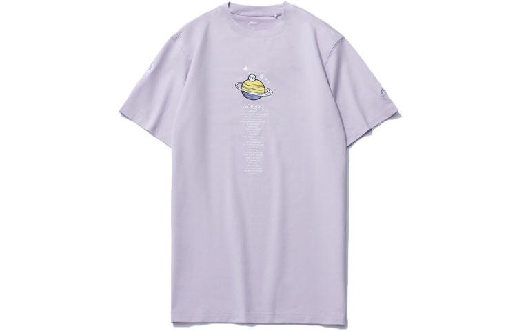 Li Ning Sports Fashion Collection T Shirts Women s Moonlight Purple Crew Neck Moderate Straight Fit AHSR144-3 S