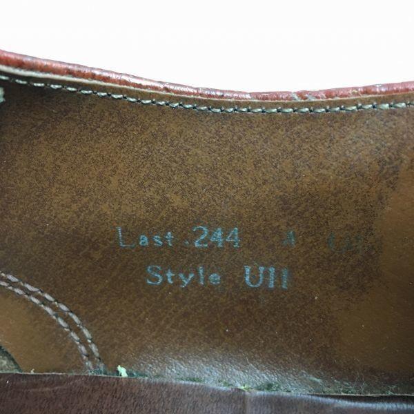 70s-80s Vintage BRUNE Made in England Plain Toe Business Shoes Brown size 25.0-26.0 Men's(USED)