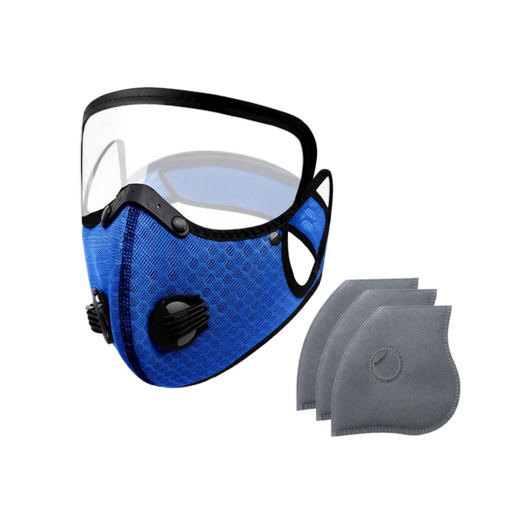 Cycling Face Mask with Transparent Shield and Replaceable Filters Adjustable Breathable Protective Cover for Outdoor Sports and Commuting