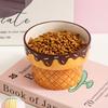 Large Diameter Cat Food Bowl Ice Cream Shape Elevated Cat Bowl Ceramic Cat Bowl  For Cats and Dogs