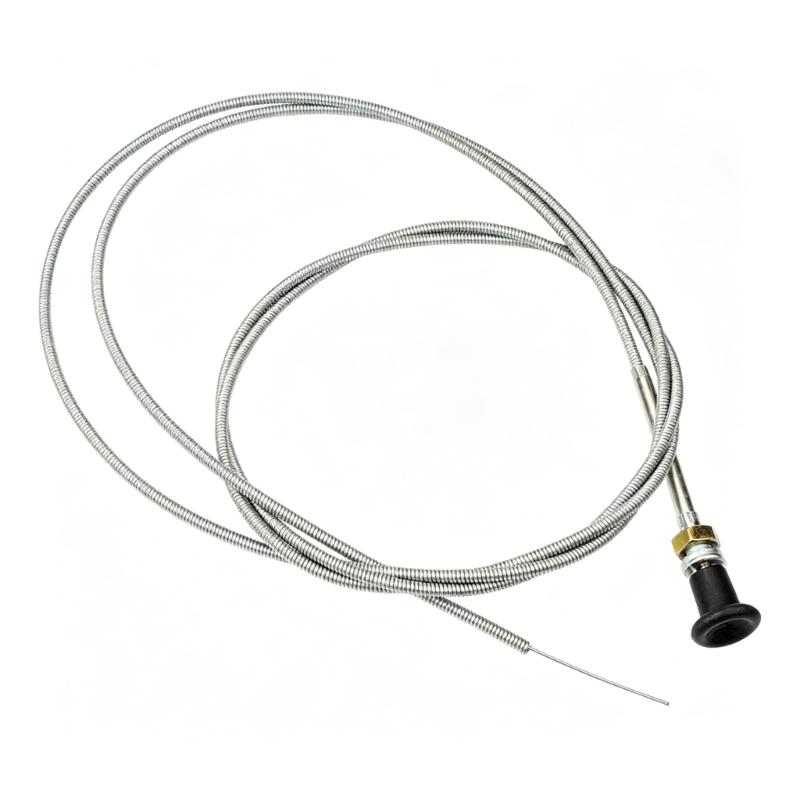 Mower Maintenance Control Cable, 96 Inch Replacement Cable Assembly with Metal Sheath, Pull Knob End and Threaded Mounting Hardware