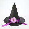 European & American Halloween Lace-up Witch Hat - Black Oxford Cloth Pointed Wide-Brim