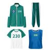 Kostým Squid Game Cosplay Čtyřdílná sada Tepláková souprava Oblečení Bunda Tričko Vesta Kalhoty Sada Sportovní mikina Halloweenský Karnevalový Párty Kostým