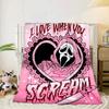 Ghostface Greetings Poster Blanket Flannel Blanket for Bed, Sofa, Camping, Hiking, Picnic Essentials, Gift for Family Fan Gifts
