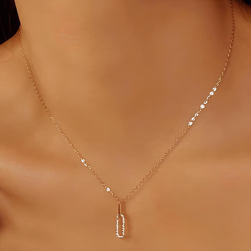Silver Double Empty Square Buckle Zircon Necklace Exquisite Geometric 18k Gold-plated Charm Necklace for Women Gifts Jewelry
