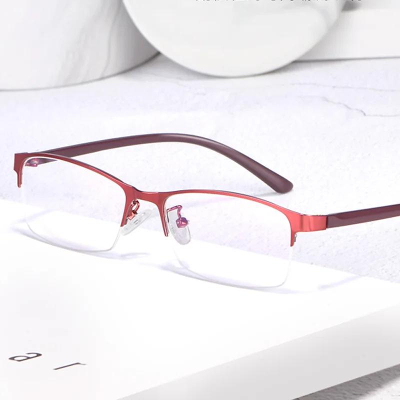 Women Myopia Glasses Ladies Half Frame Anti-blue Light Prescription Glasses Men Finished Eyewear -1.0 To -4.0