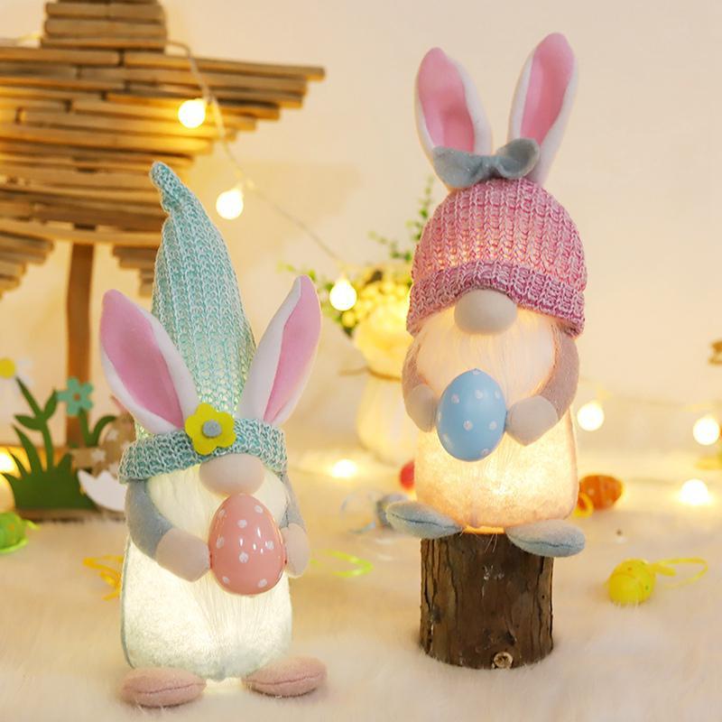 1 x Osterzwerg-Dekoration, leuchtende Plüsch-Ostergeschenke, Frühlings-Tischdekoration für Zuhause