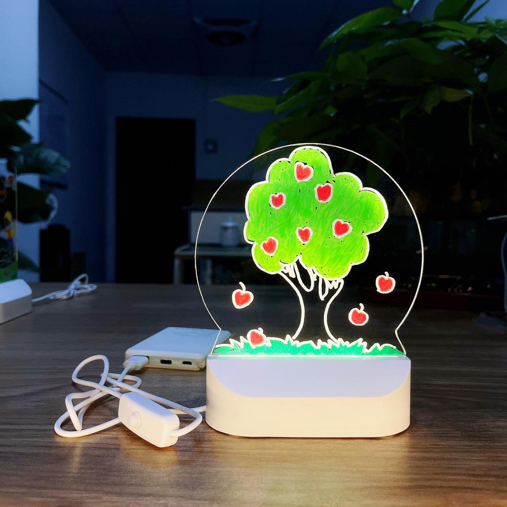 LED Lights Acrylic Message Board Erasable USB Drawing Board Bedroom Night Light Birthday Gift