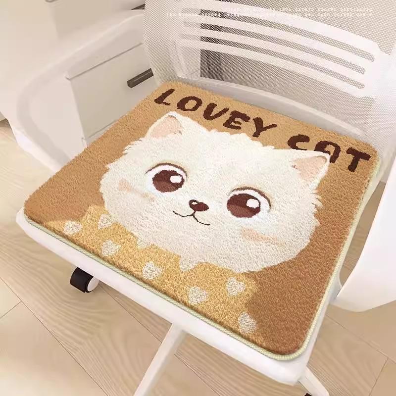 Cartoon Plush Non-Slip Chair Cushion – Soft Imitation Cashmere for Office, Student, or Sofa Seating