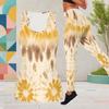 Women Plus Size Two Piece Set Scoop Neck Sleeveless Tank Top Fitted Tie Dye Printed Pants